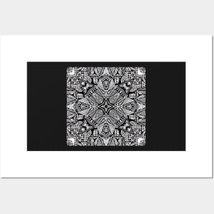 Black and White Aztec Star Posters and Art